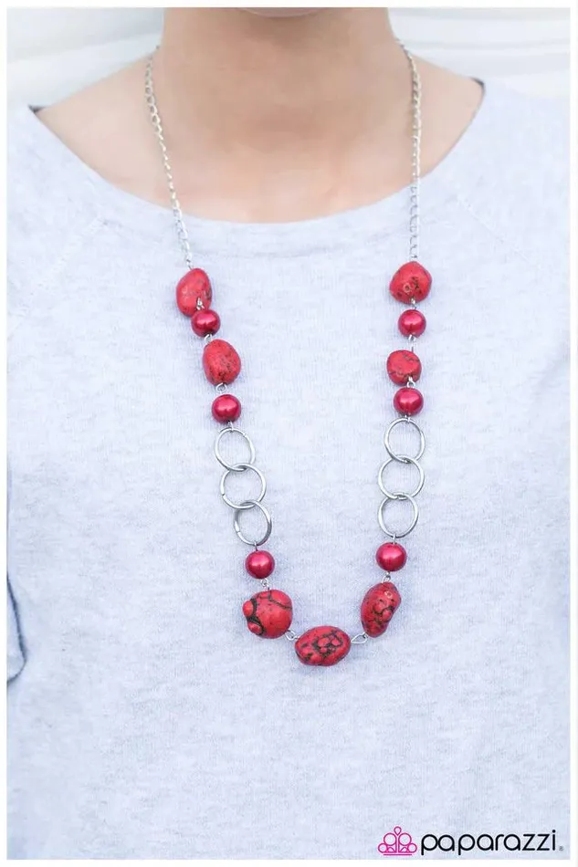 Necklaces Paparazzi Jewelry Paparazzi Necklace Pebble Pinnacle Red