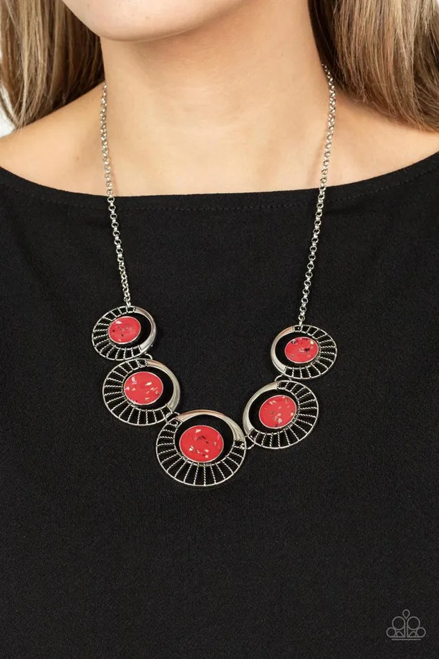 Necklaces Paparazzi Necklace Elliptical Effervescence Red Paparazzi Jewelry