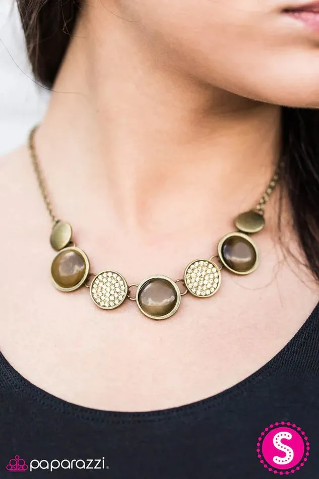 Necklaces Paparazzi Necklace Keep Calm and Sparkle On Brass Paparazzi Jewelry