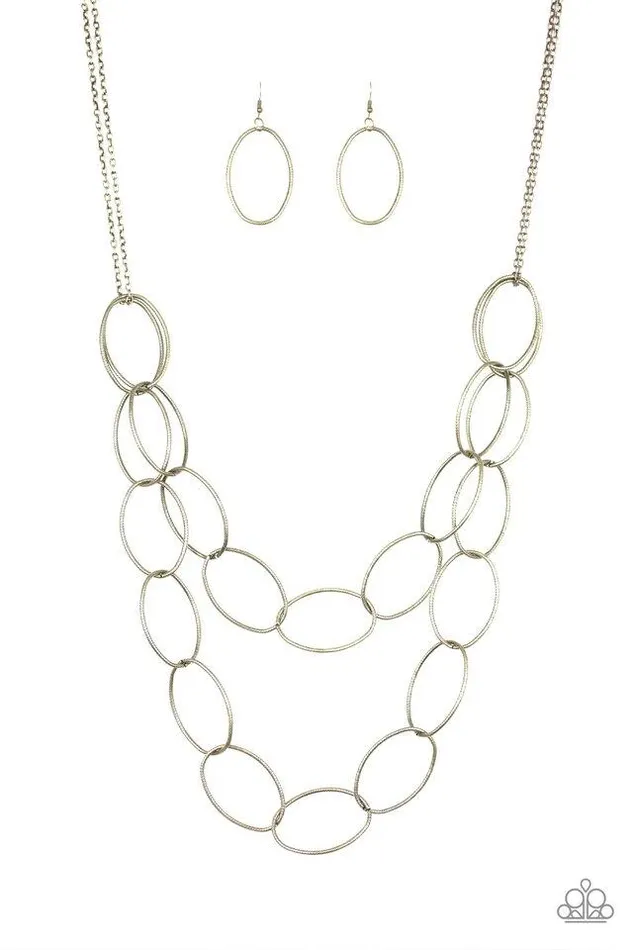 Necklaces Paparazzi Necklace Move On OVAL Brass Paparazzi Jewelry