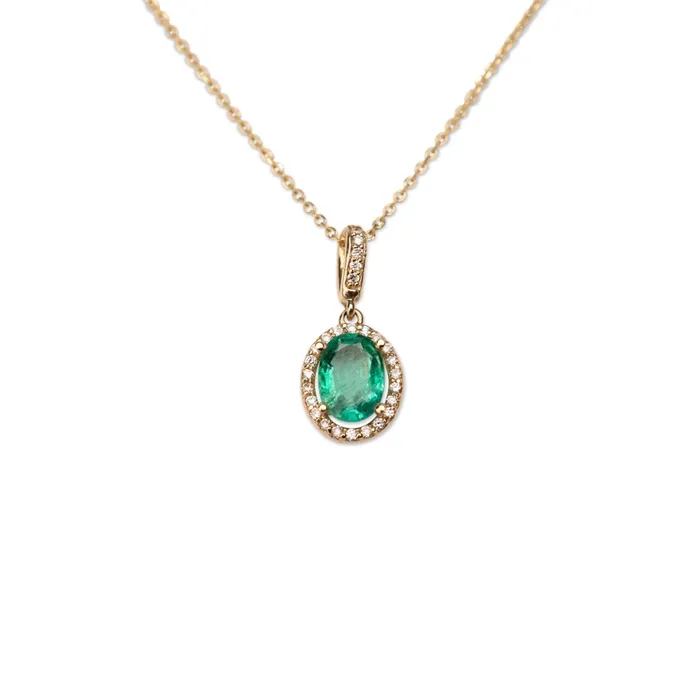 Necklaces RG 14k Oval Emerald Necklace