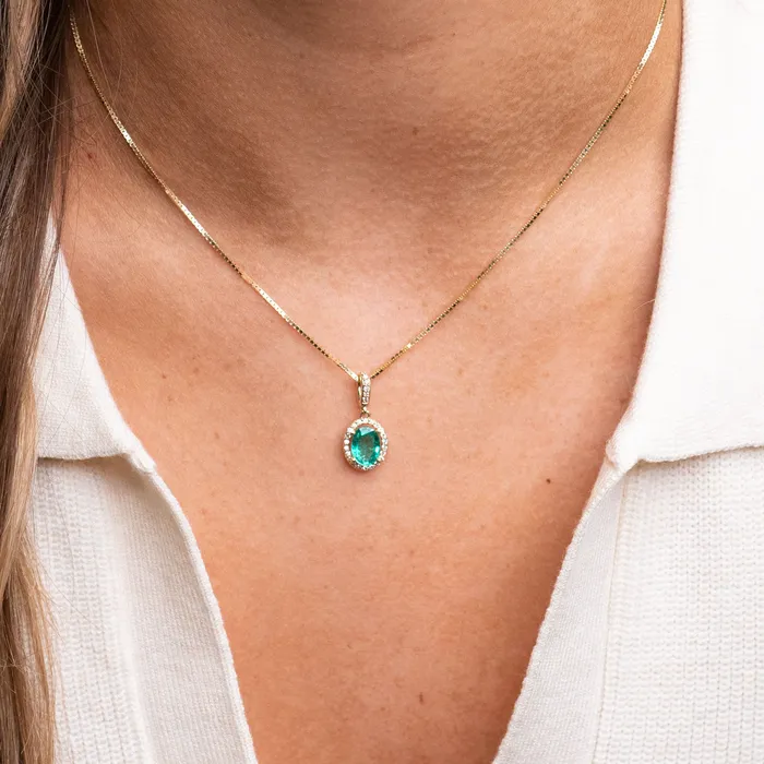 Necklaces RG 14k Oval Emerald Necklace