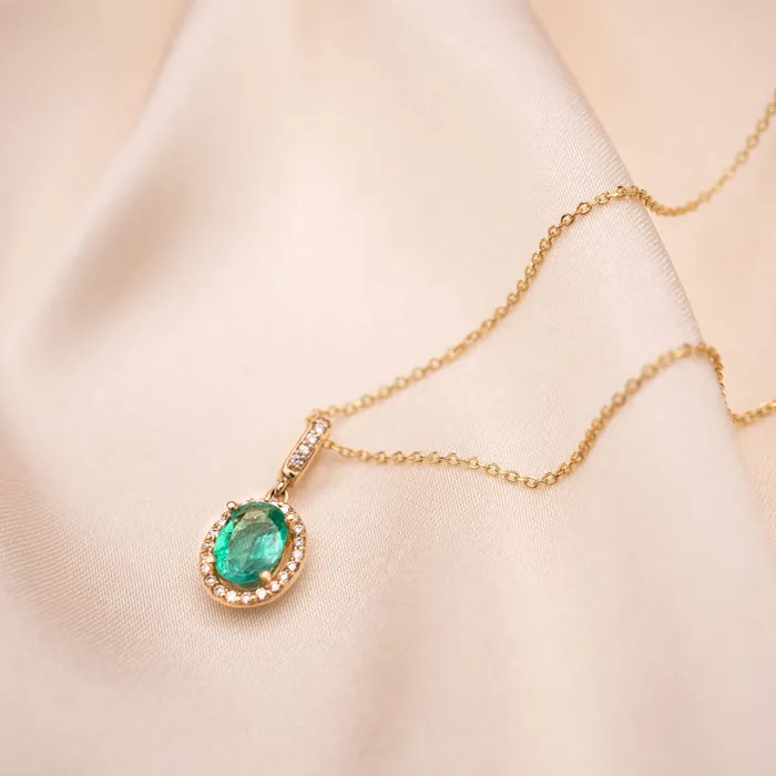 Necklaces RG 14k Oval Emerald Necklace