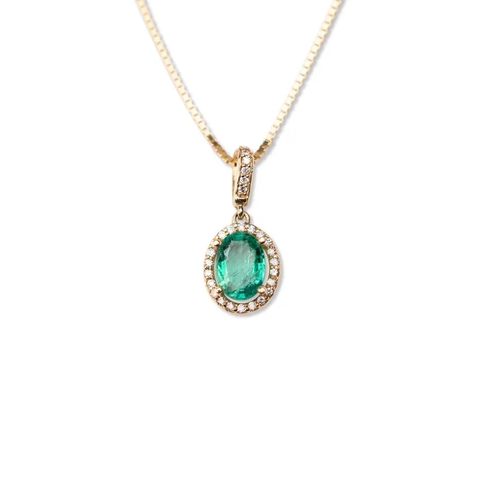 Necklaces RG 14k Oval Emerald Necklace