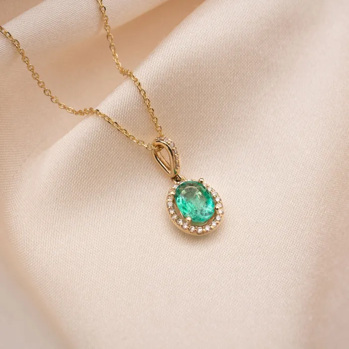Necklaces RG 14k Oval Emerald Necklace