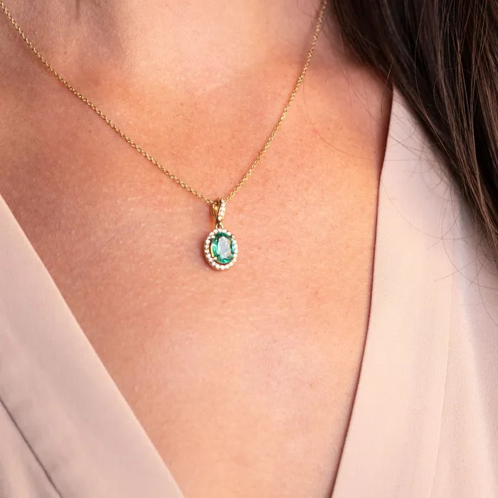 Necklaces RG 14k Oval Emerald Necklace