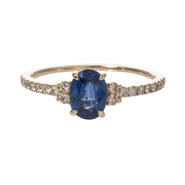Oval Sapphire Diamond 14K Yellow Gold Ring Croghans Rings