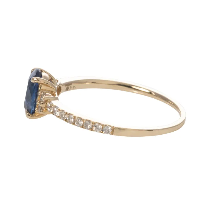 Oval Sapphire Diamond 14K Yellow Gold Ring Croghans Rings