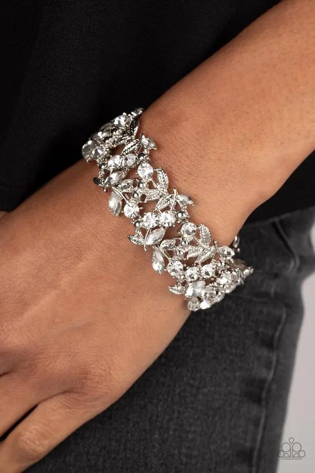 Paparazzi Bracelet Feathered Finesse White Paparazzi Jewelry Bracelets