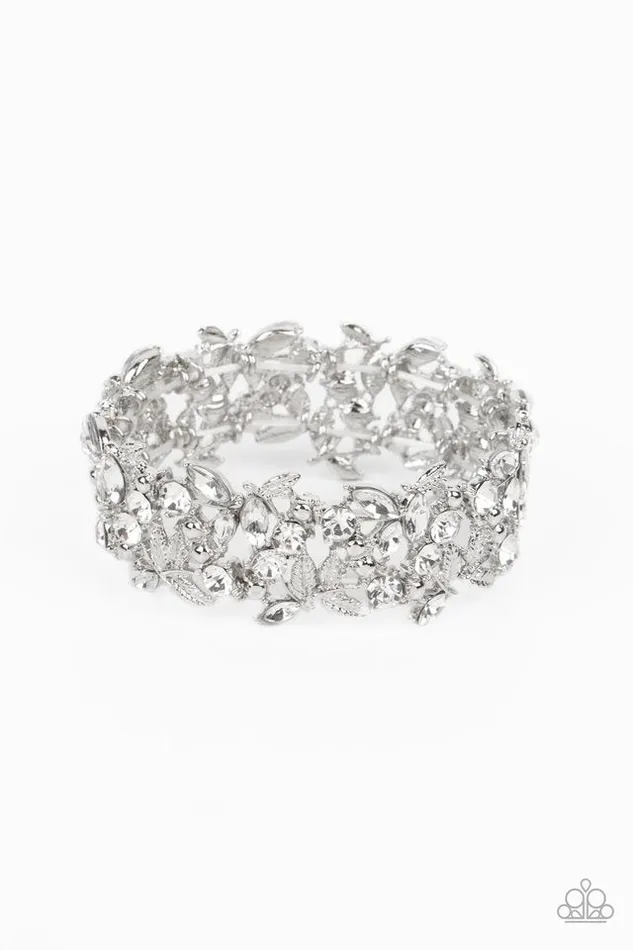 Paparazzi Bracelet Feathered Finesse White Paparazzi Jewelry Bracelets