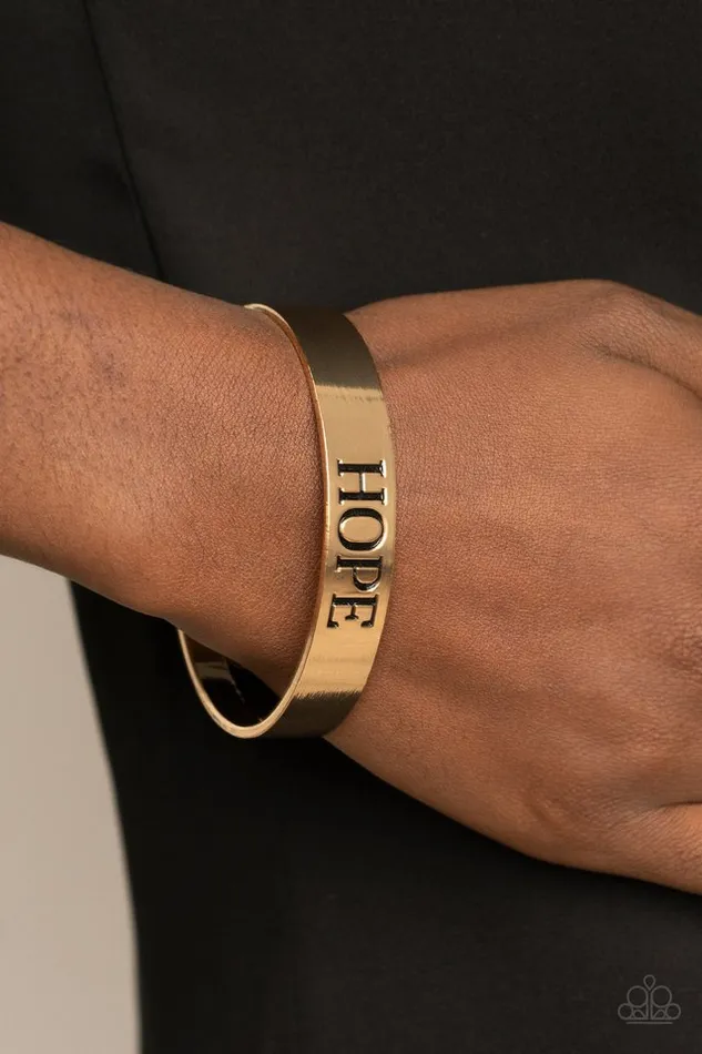 Paparazzi Bracelet Hope Makes The World Go Round Gold Paparazzi Jewelry Bracelets