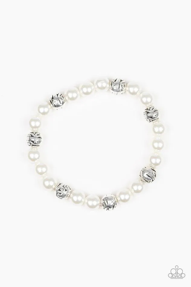 Paparazzi Bracelet Poised For Perfection White Paparazzi Jewelry Bracelets