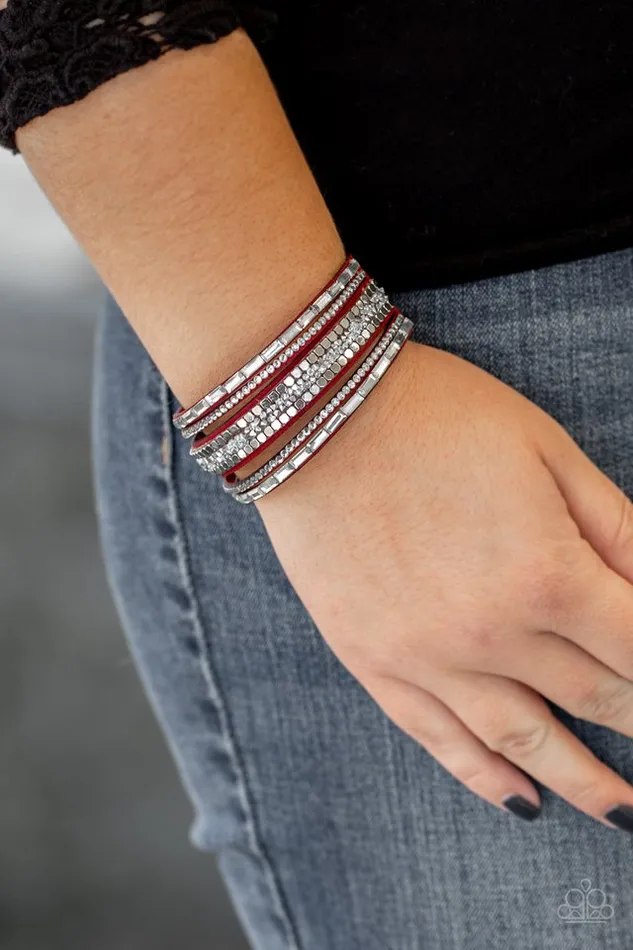 Paparazzi Bracelet Rebel In Rhinestones Red Paparazzi Jewelry Bracelets
