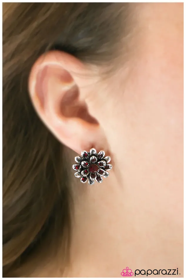 Paparazzi Earring Always In Bloom Red Paparazzi Jewelry Earrings