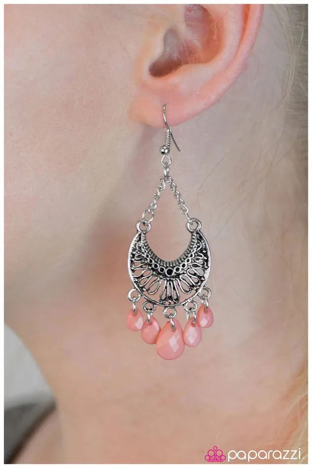 Paparazzi Earring Ask For the Moon Pink Paparazzi Jewelry Earrings
