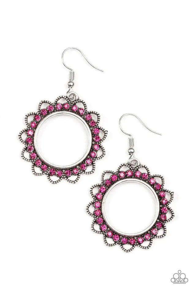 Paparazzi Earring Bring Your Tambourine Pink Paparazzi Jewelry Earrings
