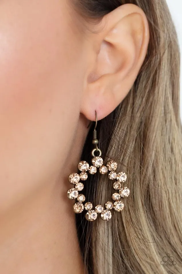 Paparazzi Earring Champagne Bubbles Brass Paparazzi Jewelry Earrings