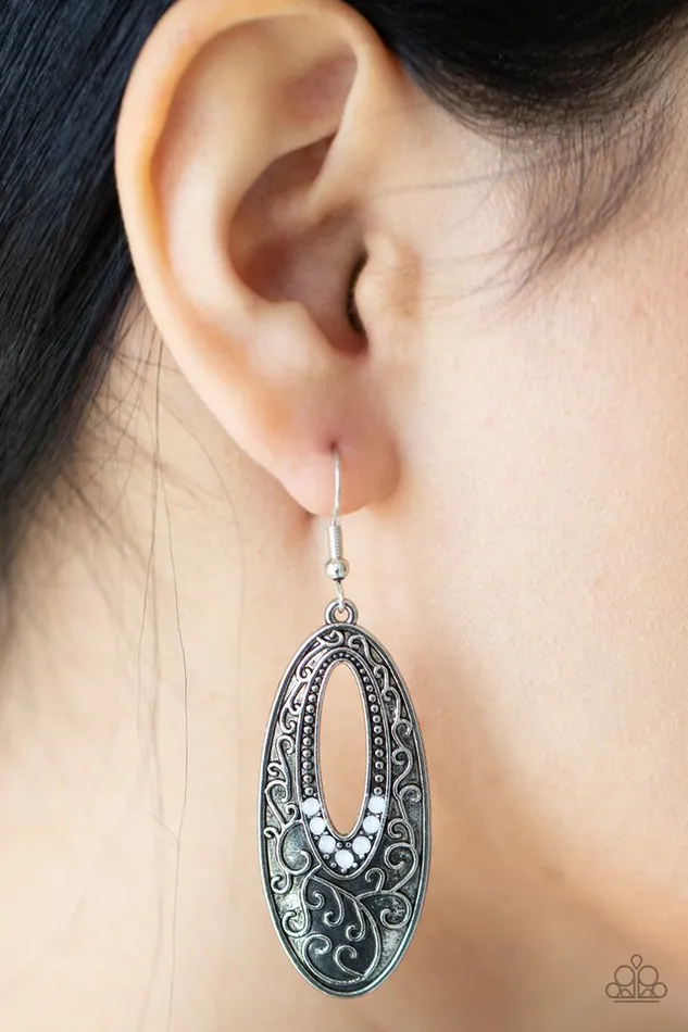 Paparazzi Earring Fairytale Flora White Paparazzi Jewelry Earrings