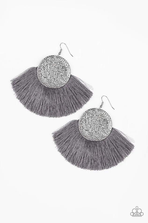 Paparazzi Earring Foxtrot Fringe Silver Paparazzi Jewelry Earrings