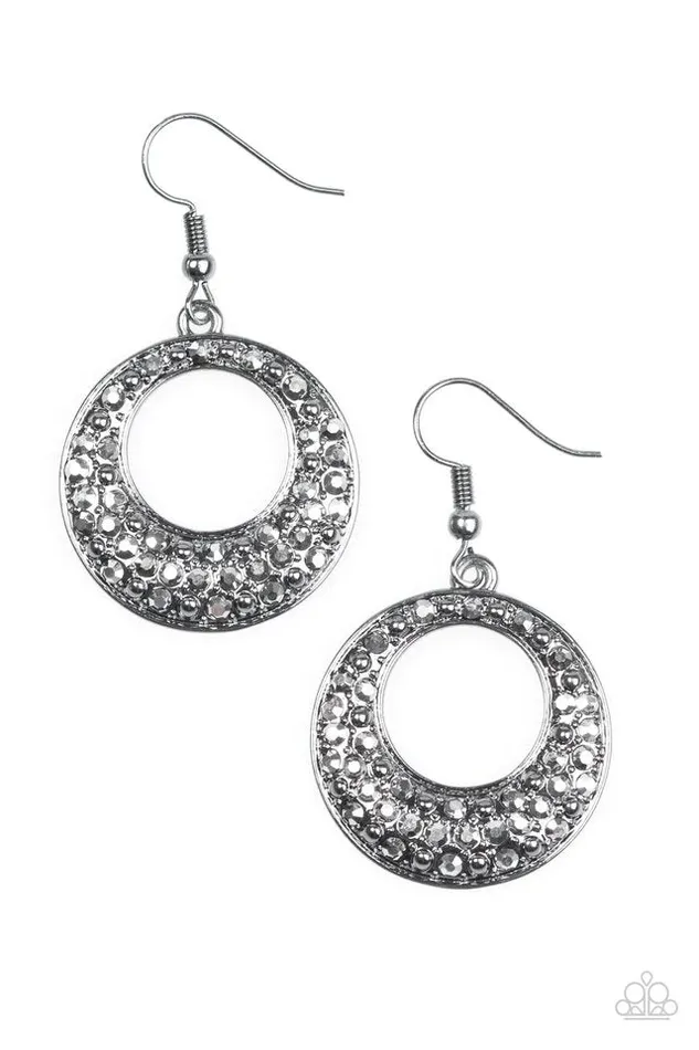 Paparazzi Earring Glitter On Repeat Black Paparazzi Jewelry Earrings