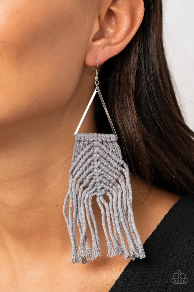 Paparazzi Earring Macrame Jungle Silver Paparazzi Jewelry Earrings