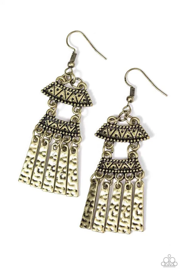 Paparazzi Earring No Mans ISLAND Brass Paparazzi Jewelry Earrings