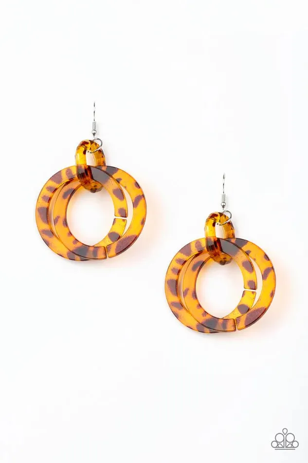 Paparazzi Earring Retro Riviera Brown Paparazzi Jewelry Earrings
