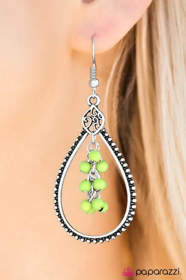 Paparazzi Earring Right As Rain Green Paparazzi Jewelry Earrings
