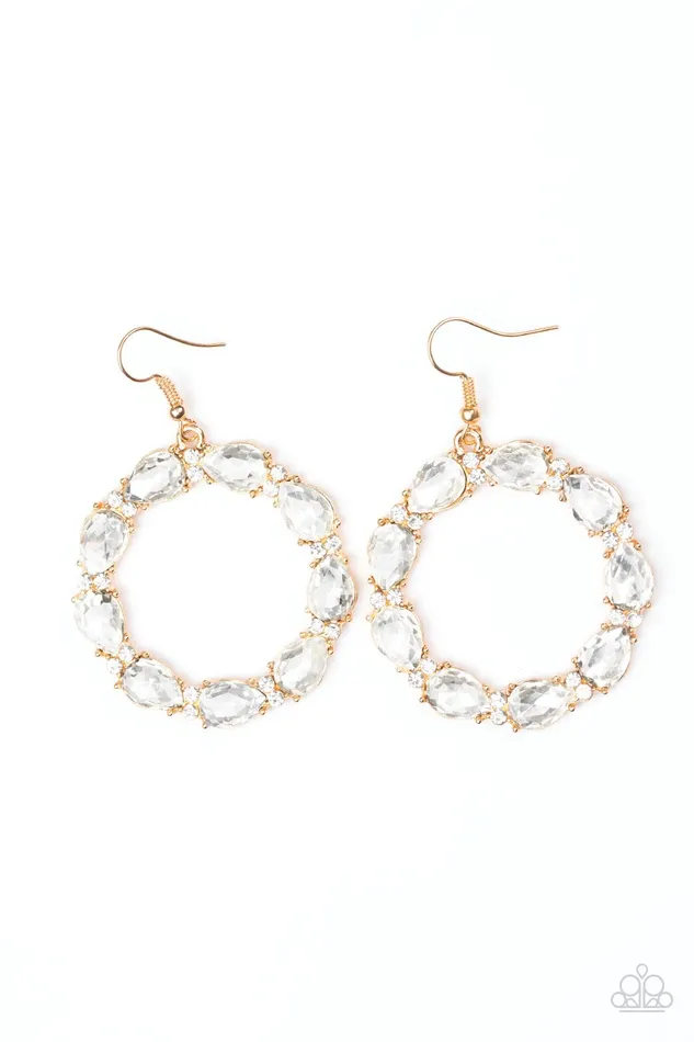 Paparazzi Earring Ring Around The Rhinestones Gold Paparazzi Jewelry Rings