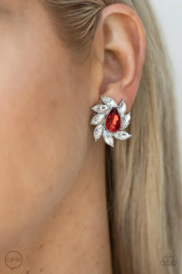 Paparazzi Earring Sophisticated Swirl Red Paparazzi Jewelry Earrings