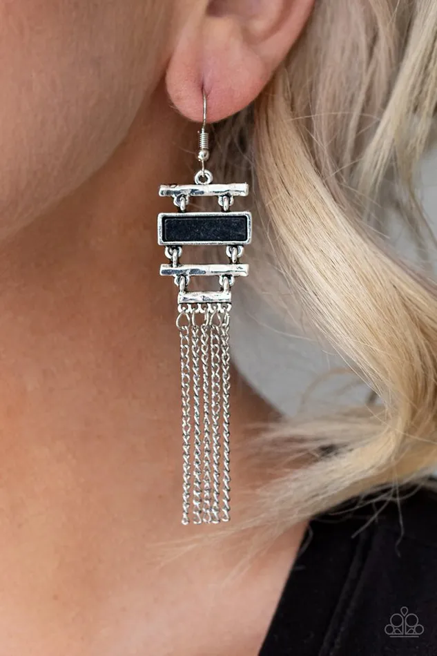 Paparazzi Earring Stone Dwellings Black Paparazzi Jewelry Earrings