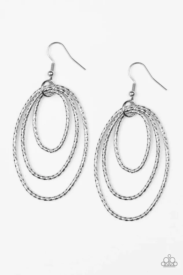 Paparazzi Earring Strike Three Silver Paparazzi Jewelry Earrings