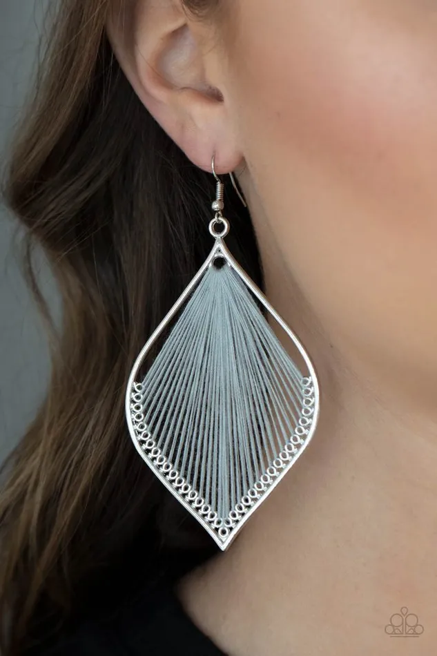 Paparazzi Earring String Theory Silver Paparazzi Jewelry Earrings