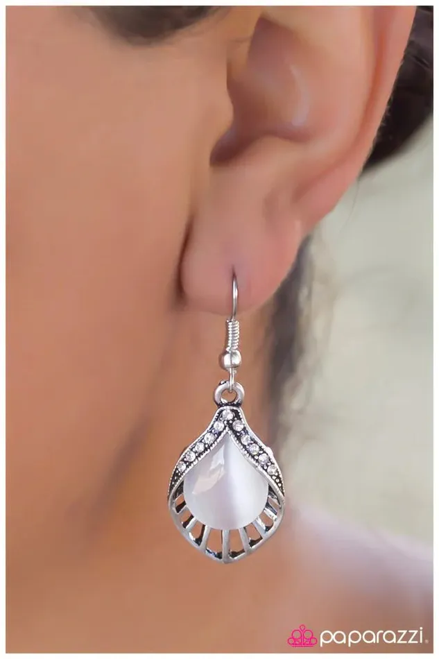 Paparazzi Earring The Glass Ceiling White Paparazzi Jewelry Earrings