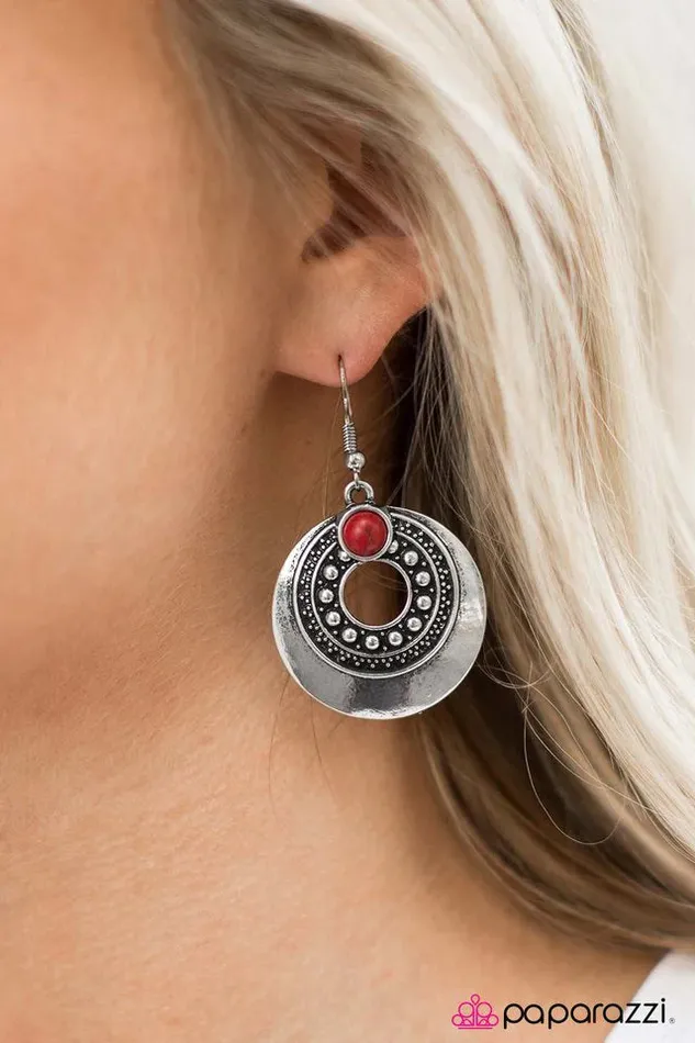 Paparazzi Earring The Scenic Trail Red Paparazzi Jewelry Earrings