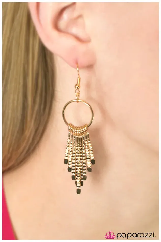 Paparazzi Earring The Speed of Light Gold Paparazzi Jewelry Earrings