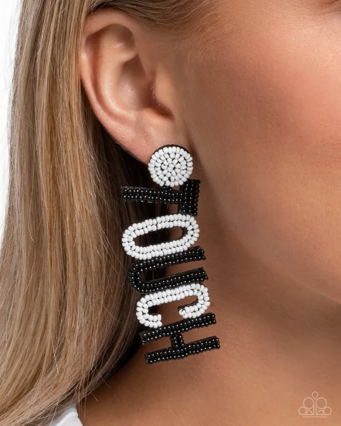 Paparazzi Earring Touchdown Texture Black Paparazzi Jewelry Earrings