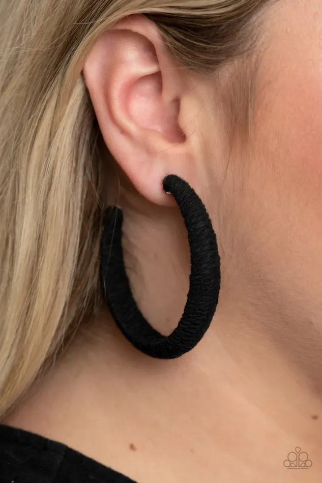 Paparazzi Earring TWINE and Dine Black Paparazzi Jewelry Earrings