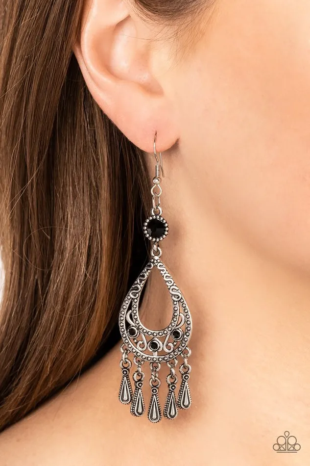 Paparazzi Earring Viva la DIVA Black Paparazzi Jewelry Earrings
