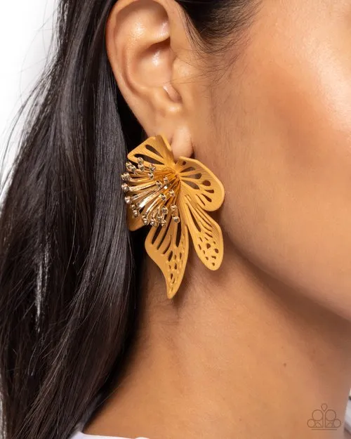 Paparazzi Earring Wonderland Wallflower Brown Paparazzi Jewelry Earrings
