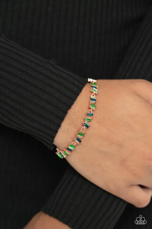 Paparazzi Jewelry Bracelets Paparazzi Bracelet Emerald Ensemble Copper