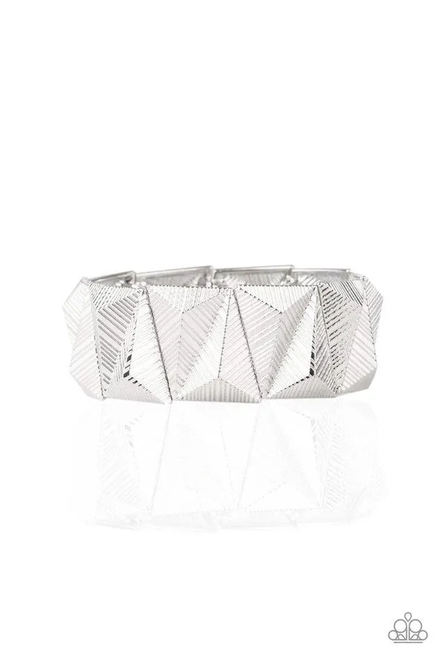 Paparazzi Jewelry Bracelets Paparazzi Bracelet Metallic Geode Silver