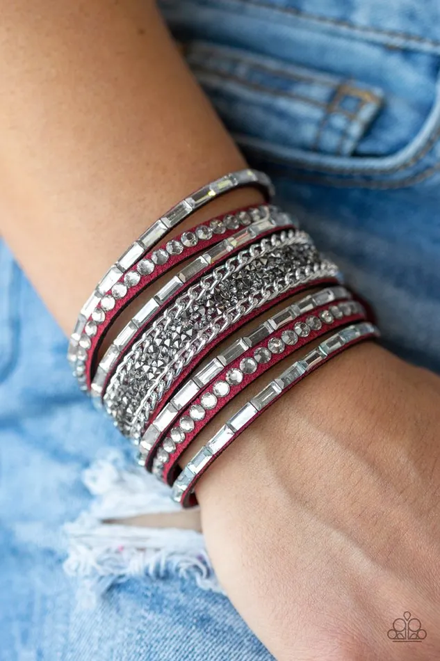 Paparazzi Jewelry Bracelets Paparazzi Bracelet Rhinestone Rumble Red