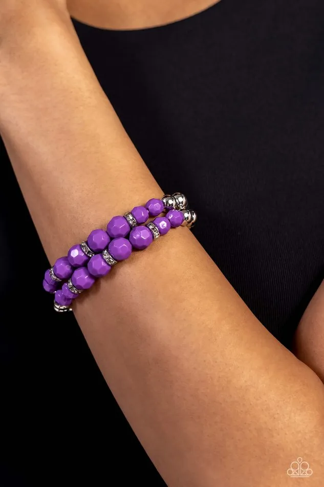 Paparazzi Jewelry Bracelets Paparazzi Bracelet Two by Two Twinkle Purple