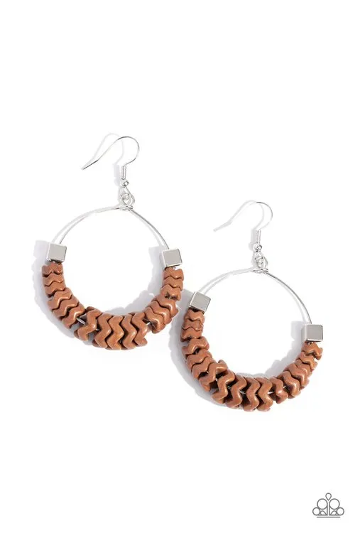 Paparazzi Jewelry Earrings Paparazzi Earring Capriciously Crimped Brown Paparazzi Jewelry Earrings Paparazzi Earring Capriciously Crimped Brown