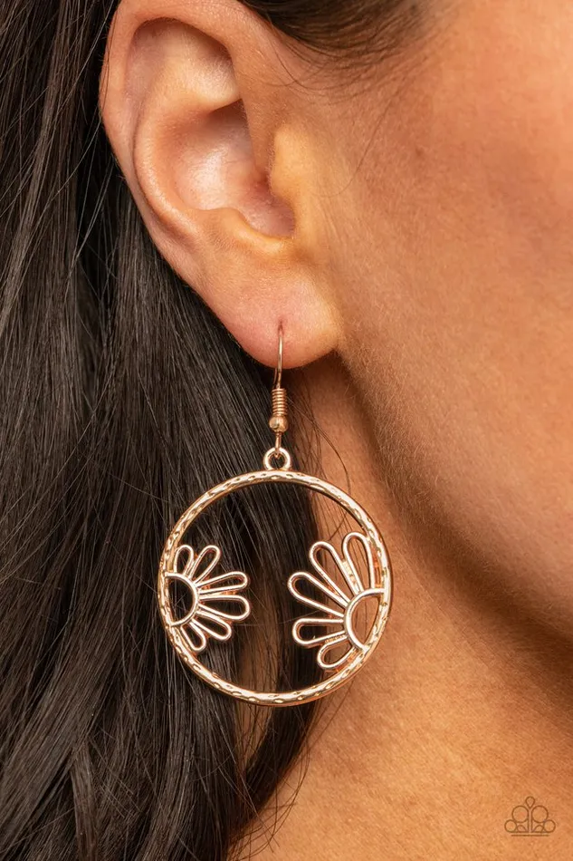 Paparazzi Jewelry Earrings Paparazzi Earring Demurely Daisy Rose Gold