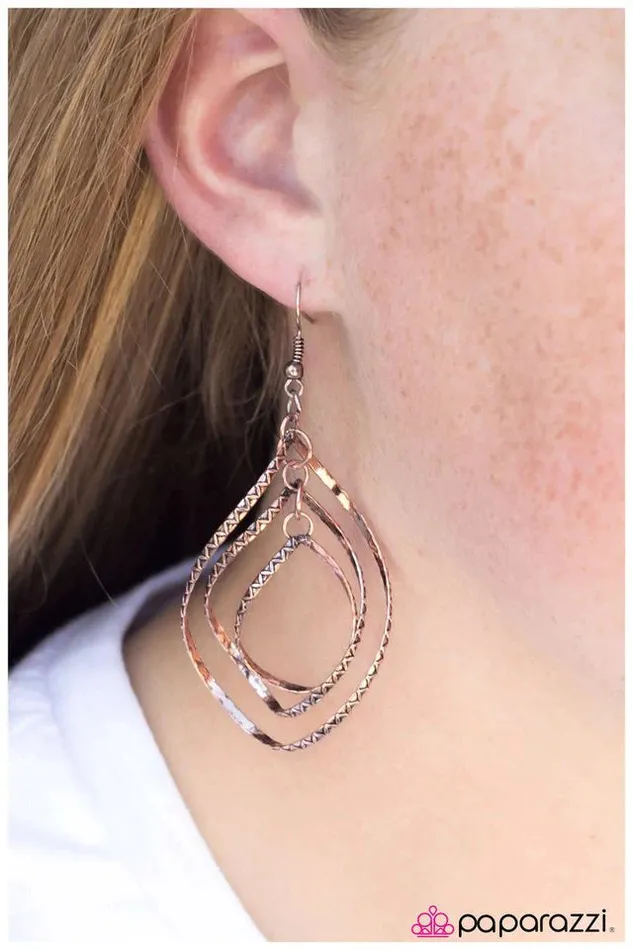 Paparazzi Jewelry Earrings Paparazzi Earring Go Down in Flames Copper