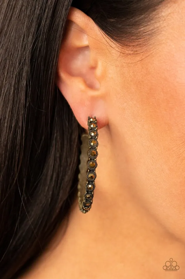 Paparazzi Jewelry Earrings Paparazzi Earring Rhinestone Studded Sass Brass