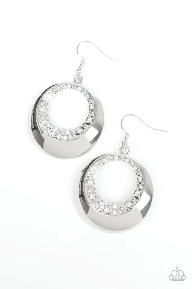Paparazzi Jewelry Earrings Paparazzi Earring Ringed In Refinement White