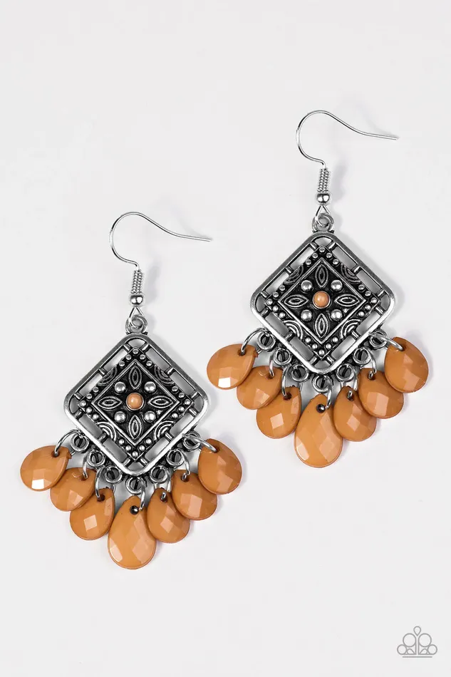 Paparazzi Jewelry Earrings Paparazzi Earring San Diego Spree Brown